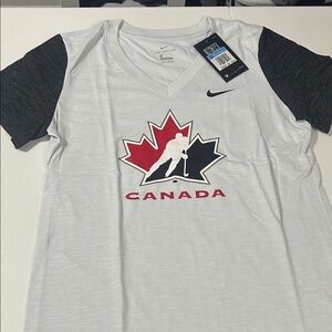 Nike Women's White and Black Canada Tee